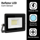 Refletor LED 20W Bivolt com Sensor de Presença - Prova D'Água